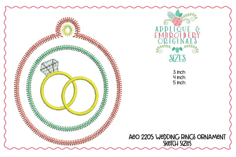 2205 Wedding Rings Ornament In-The-Hoop Designs - Image 2