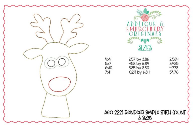 2221 Reindeer Simple Stitch Applique Design - Image 3