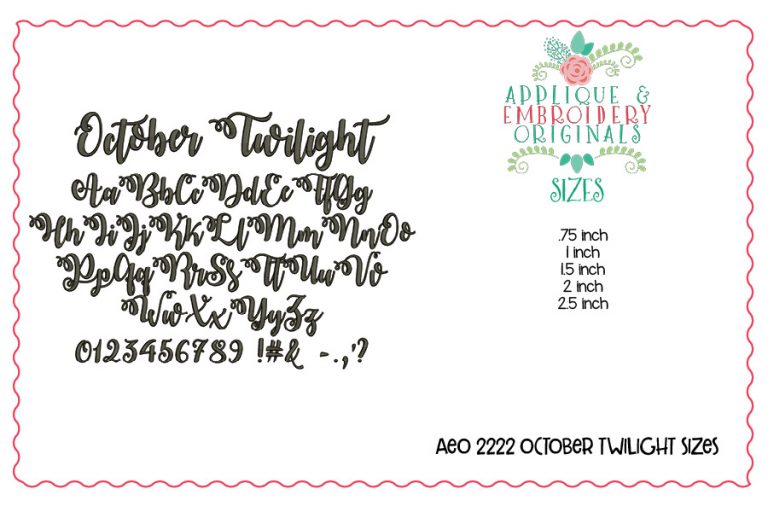 2222 October Twilight Embroidery Font - Image 3
