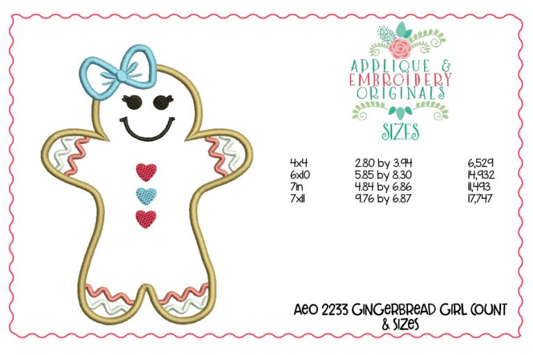 2233 Gingerbread Girl Applique Design - Image 3
