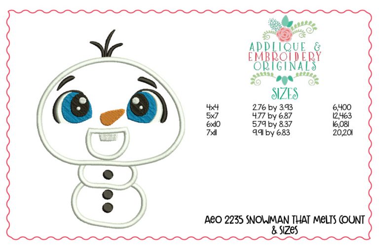 2235 Snowman Who Melts Applique Design - Image 3