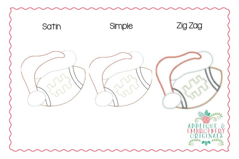 2179 Football Santa Hat All-In-One Applique Design - Image 2
