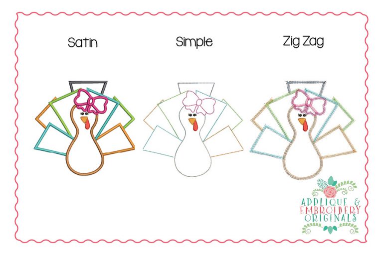 2148 Turkey Rectangle Girl All-In-One Applique Design - Image 3