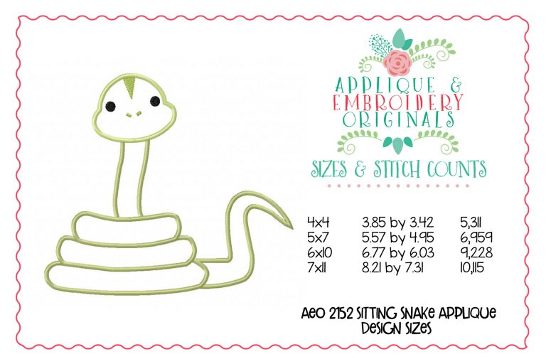 2152 Sitting Snake Applique Design - Image 2