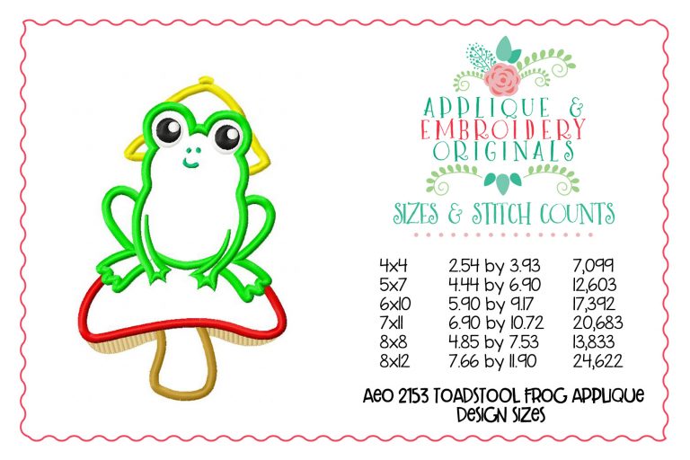 2153 Toadstool Frog Applique Design - Image 2