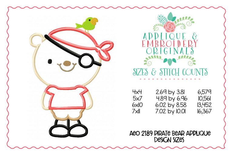 2189 Pirate Bear Applique Design - Image 2