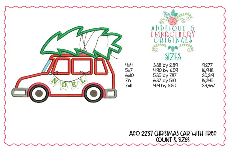2237 Christmas Car with Tree Applique Design - Image 3
