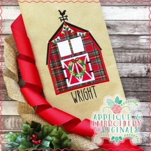 2240 Christmas Farm Single Barn Applique Design