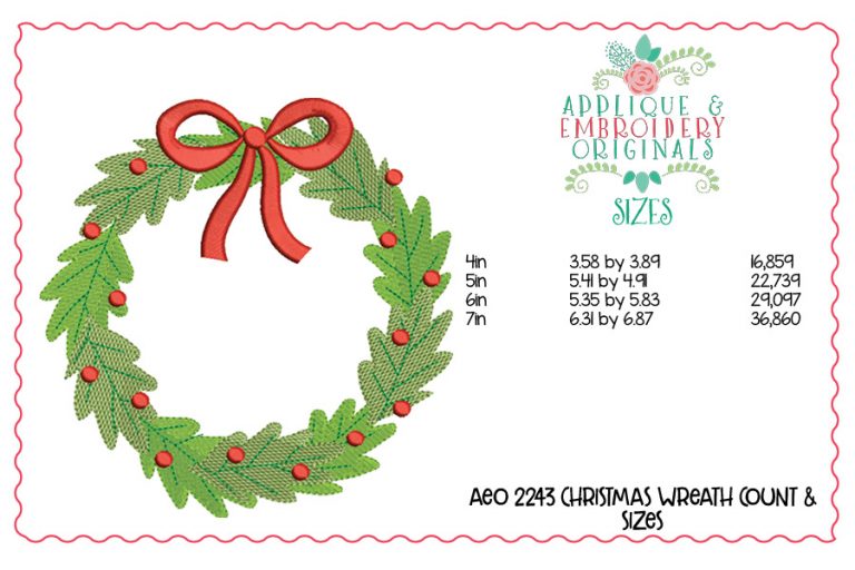 2243 Christmas Wreath Embroidery Design - Image 2