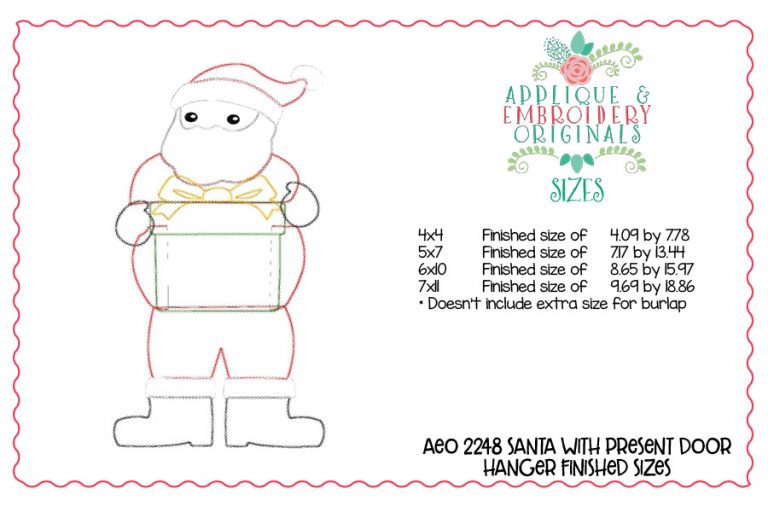 2248 Santa with Present Door Hanger In-The-Hoop Design - Image 2