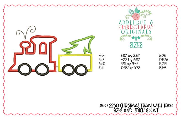 2250 Christmas Train with Tree Applique Design - Image 3