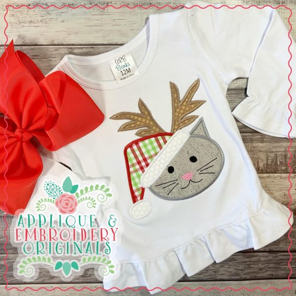 2254 Santa Reindeer Kitty Applique Design - Image 2