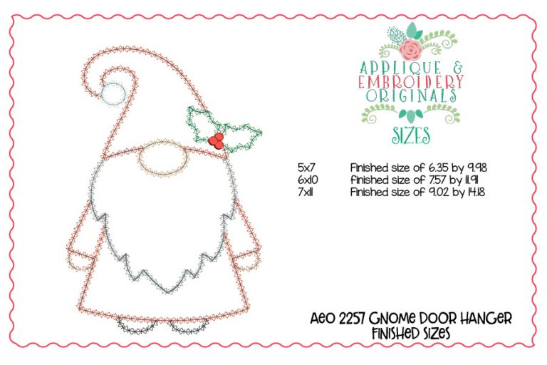 2257 Christmas Gnome Door Hanger In-The-Hoop Design - Image 3