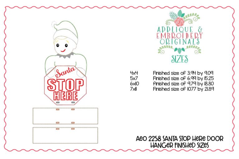 2258 Santa Stops Here Elf Door Hanger In-The-Hoop Design - Image 2
