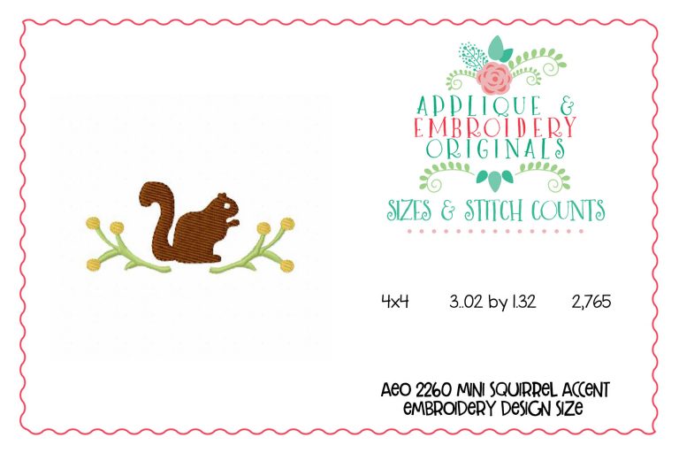2260 Mini Squirrel Accent Embroidery Design - Image 2