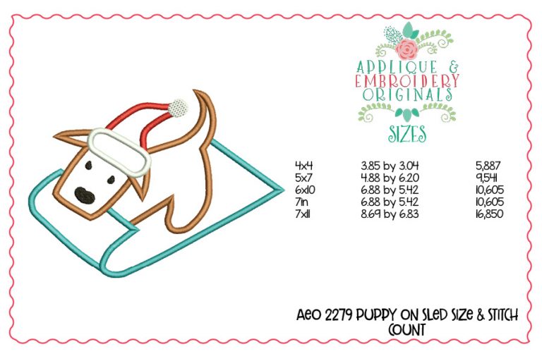 2279 Puppy on Sled Applique Design - Image 3