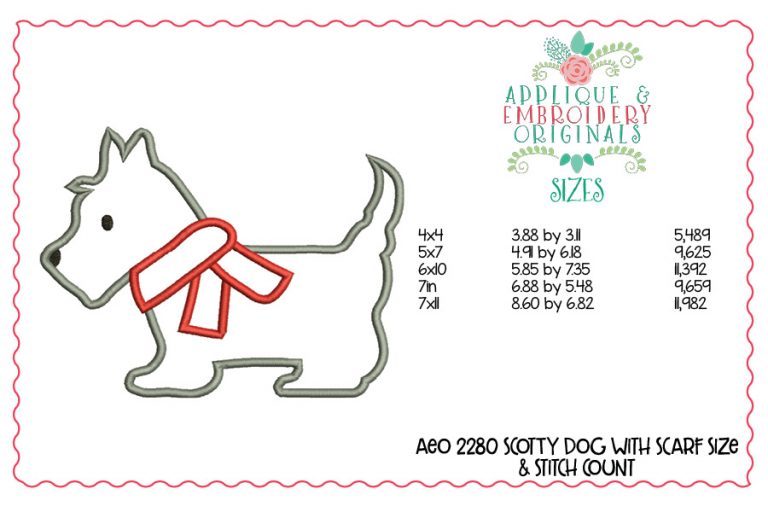 2280 Scotty Dog with Scarf Applique Design - Image 2