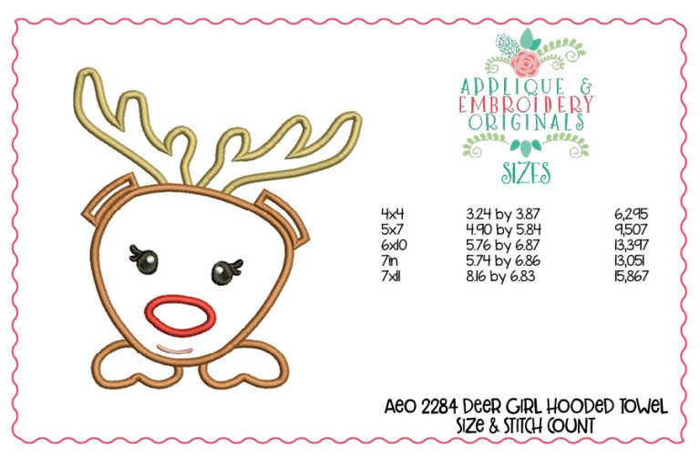 2284 Deer Girl Hooded Towel Design - Image 2