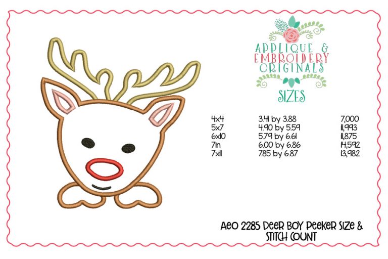 2285 Deer Peeker Boy Applique Design - Image 3