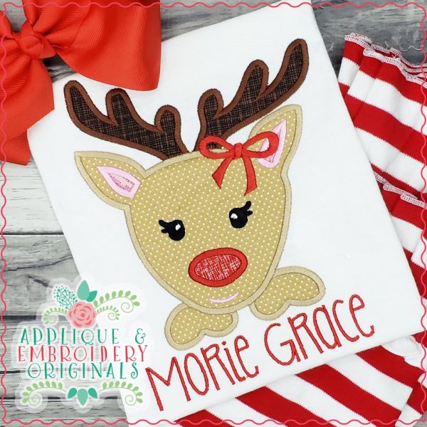 2285 Deer Peeker Girl Applique Design - Image 2
