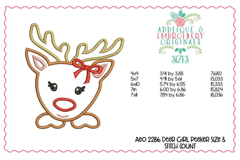 2285 Deer Peeker Girl Applique Design - Image 3