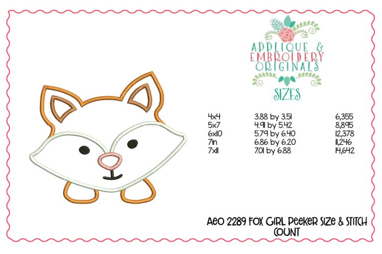 2289 Fox Boy Peeker Applique Design - Image 2