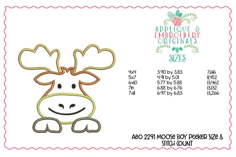 2291 Moose Boy Peeker Applique Design - Image 2