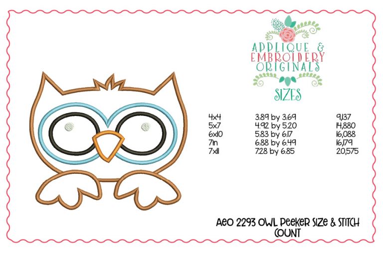 2293 Owl Peeker Applique Design - Image 2