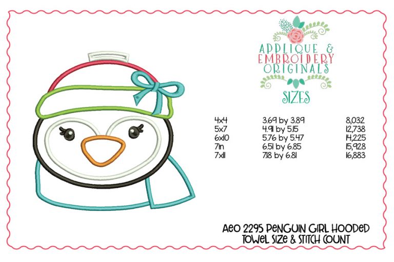 2295 Penguin Girl Hooded Towel Design - Image 2