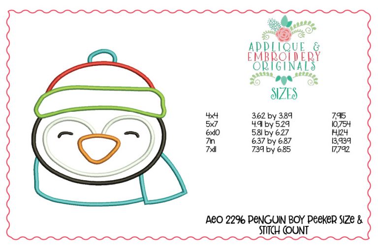 2296 Penguin Boy Peeker Applique Design - Image 3