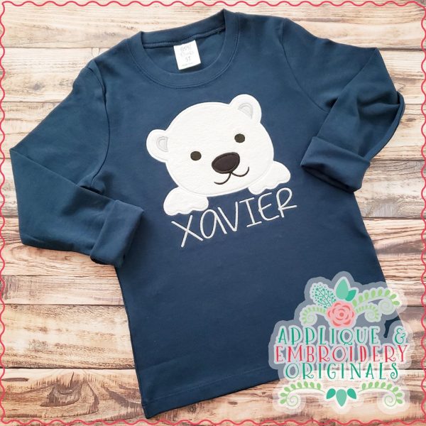 2298 Polar Bear Boy Peeker Applique Design - Image 2