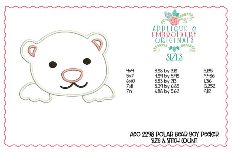 2298 Polar Bear Boy Peeker Applique Design - Image 3