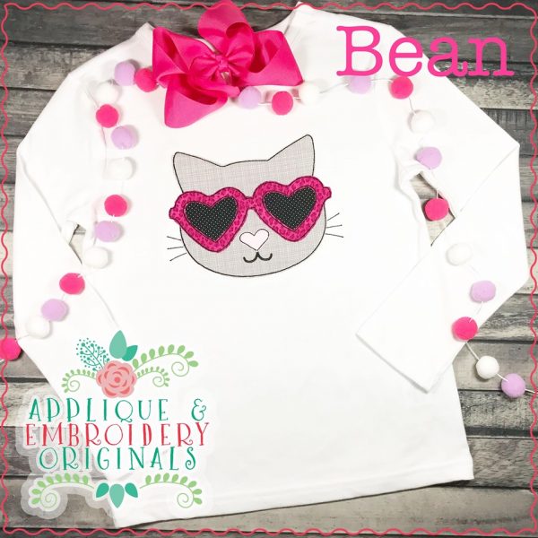 2300 Kitty Heart Sunglasses All-In-One Applique Design - Image 4