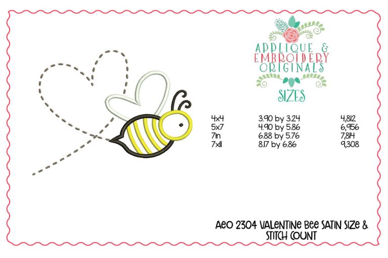 2304 Valentine Bee All-In-One Applique Design - Image 3