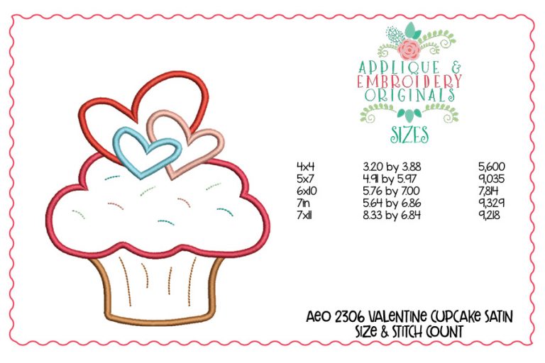 2306 Valentine Cupcake All-In-One Applique Design - Image 4