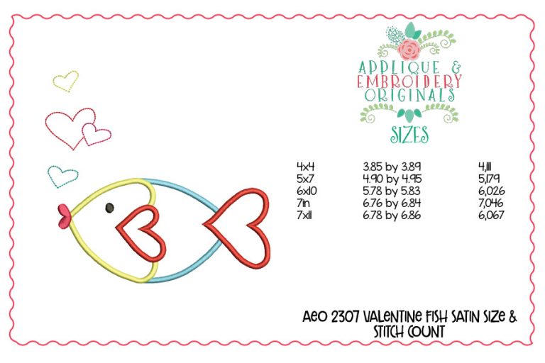 2307 Valentine Fish All-In-One Applique Design - Image 4