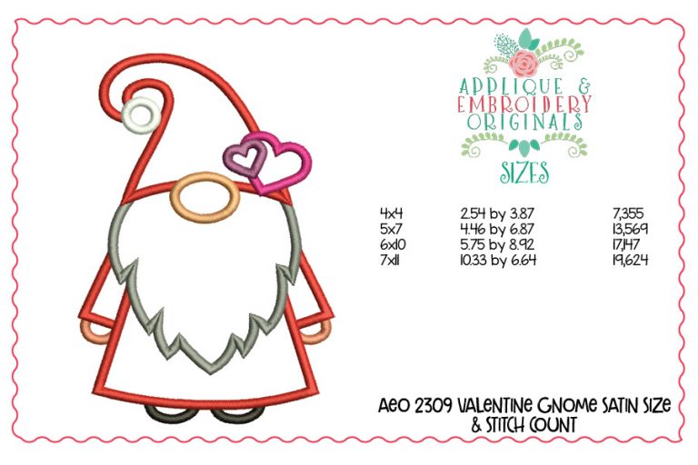 2309 Valentine Gnome All-In-One Applique Design - Image 3