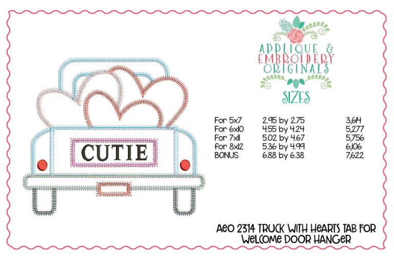 2314 Truck with Hearts Interchangeable Tab Design - Image 5