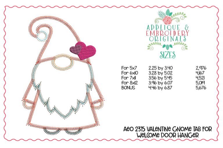 2315 Valentine Gnome Interchangeable Tab Design - Image 4