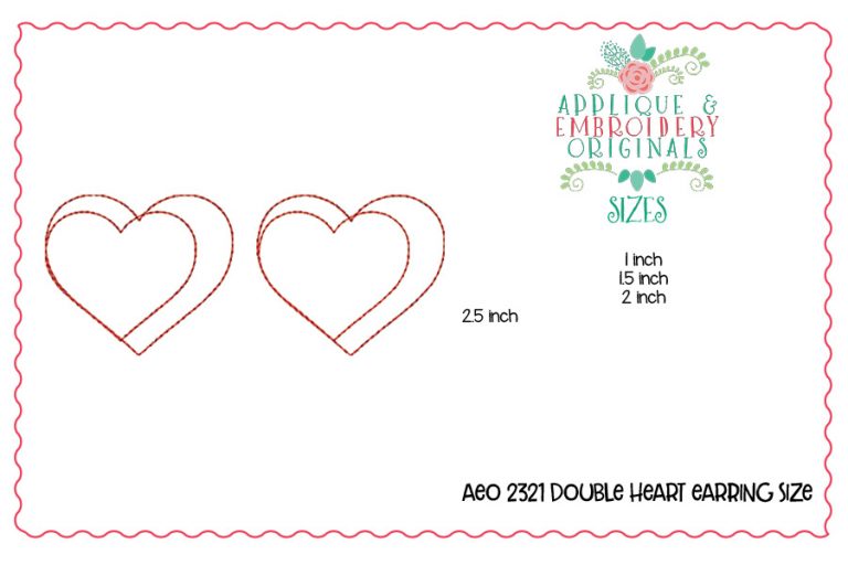 2321 Double Heart Earrings In-The-Hoop Design - Image 3