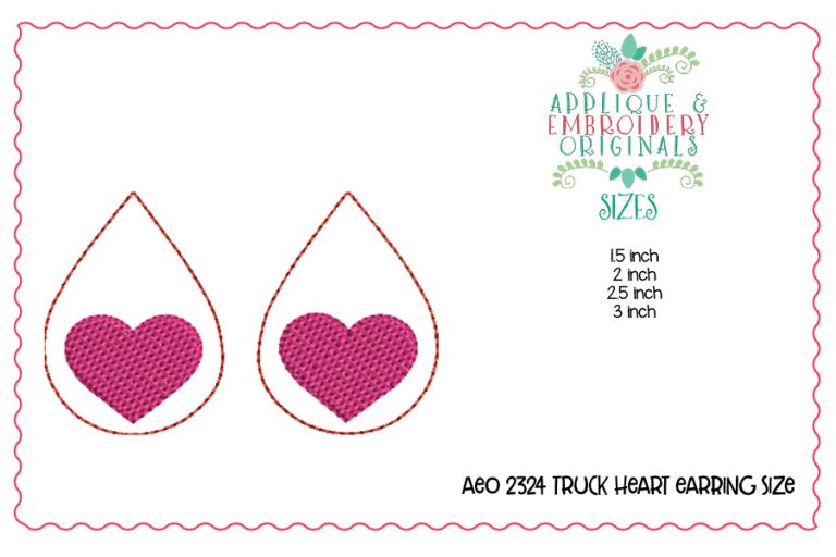 2323 Heart Filled Earrings In-The-Hoop Design - Image 3