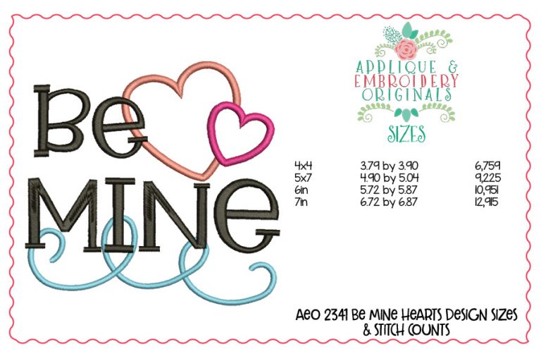 2341 Be Mine Hearts Applique Design - Image 2