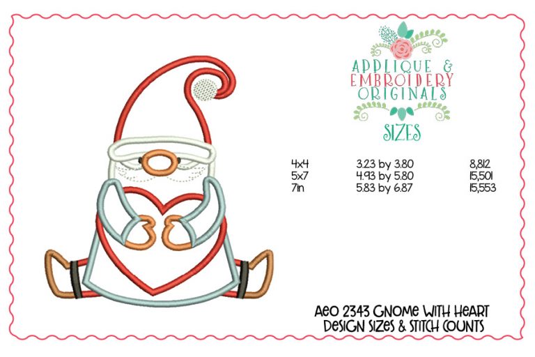 2343 Gnome with Heart Applique Design - Image 2