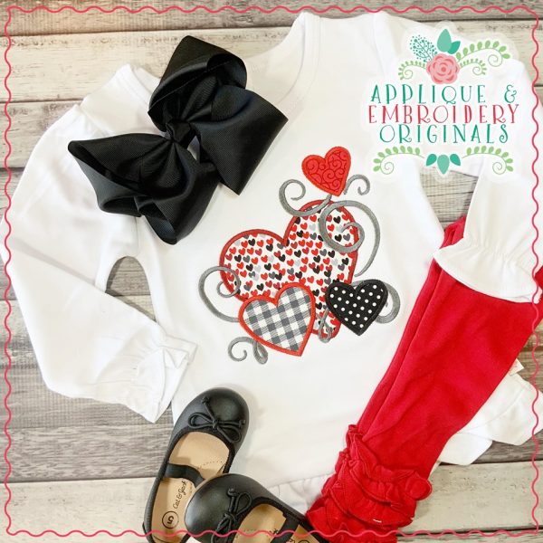 2344 Hearts with Swirls Applique Design - Image 2