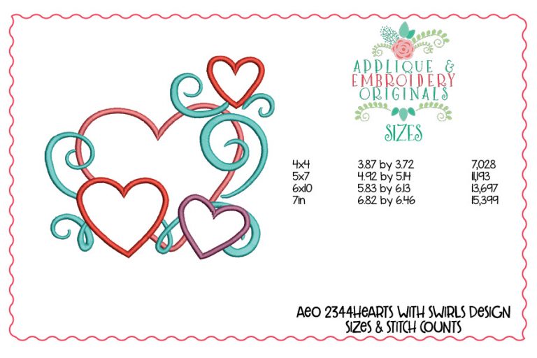 2344 Hearts with Swirls Applique Design - Image 4