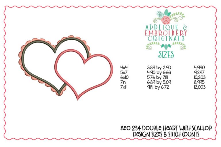 2345 Double Heart with Scallop Applique Design - Image 2