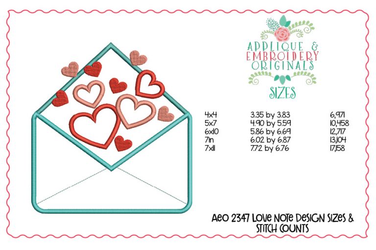 2347 Love Note Applique Design - Image 2