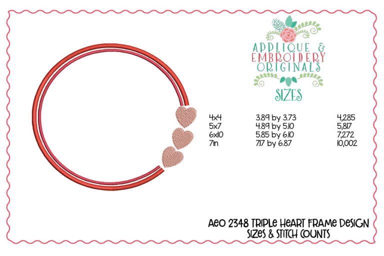 2348 Triple Heart Frame Applique Design - Image 2