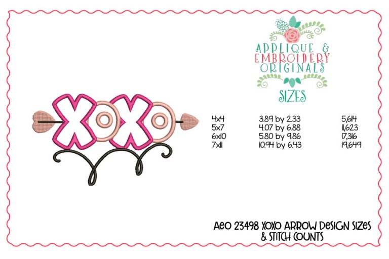 2349 XOXO Arrow Applique Design - Image 3