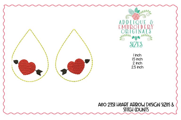 2351 Heart Arrow Earrings In-The-Hoop Design - Image 4